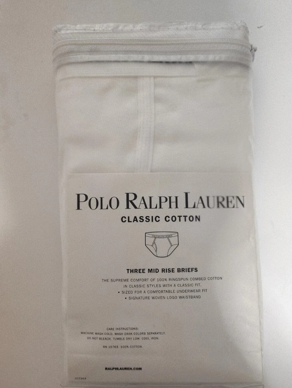 VTG Polo Ralph Lauren Men's Mid Rise Classic White Briefs  - 3 Pack - Size 38